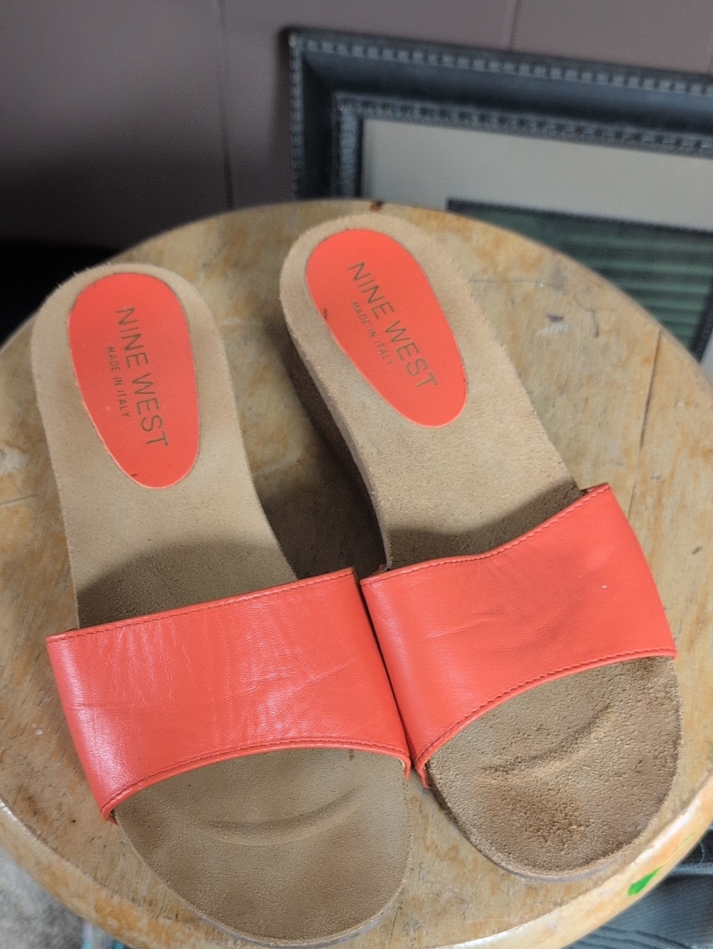 Nine West Coral-Orange Slide Sandals for Women